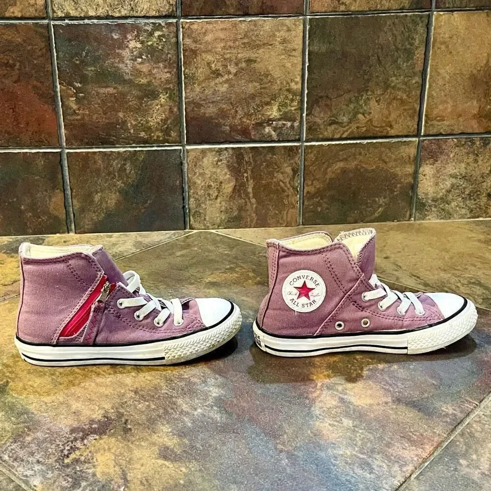 All Star Converse Girl’s Purple Chuck Taylor Zip High Tops 12.5
